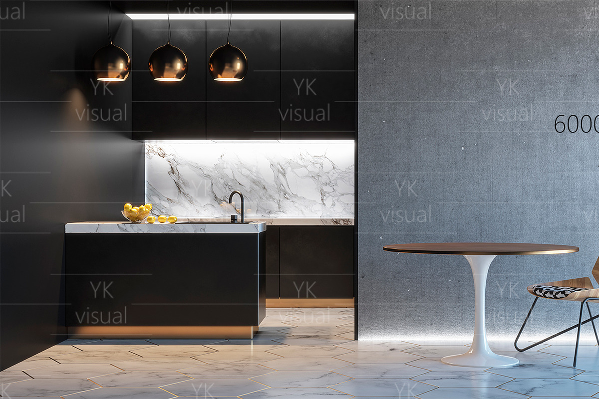 Black kitchen interior. Mockup., a Household Mockup by YKvisual (Photo 2 of 2)