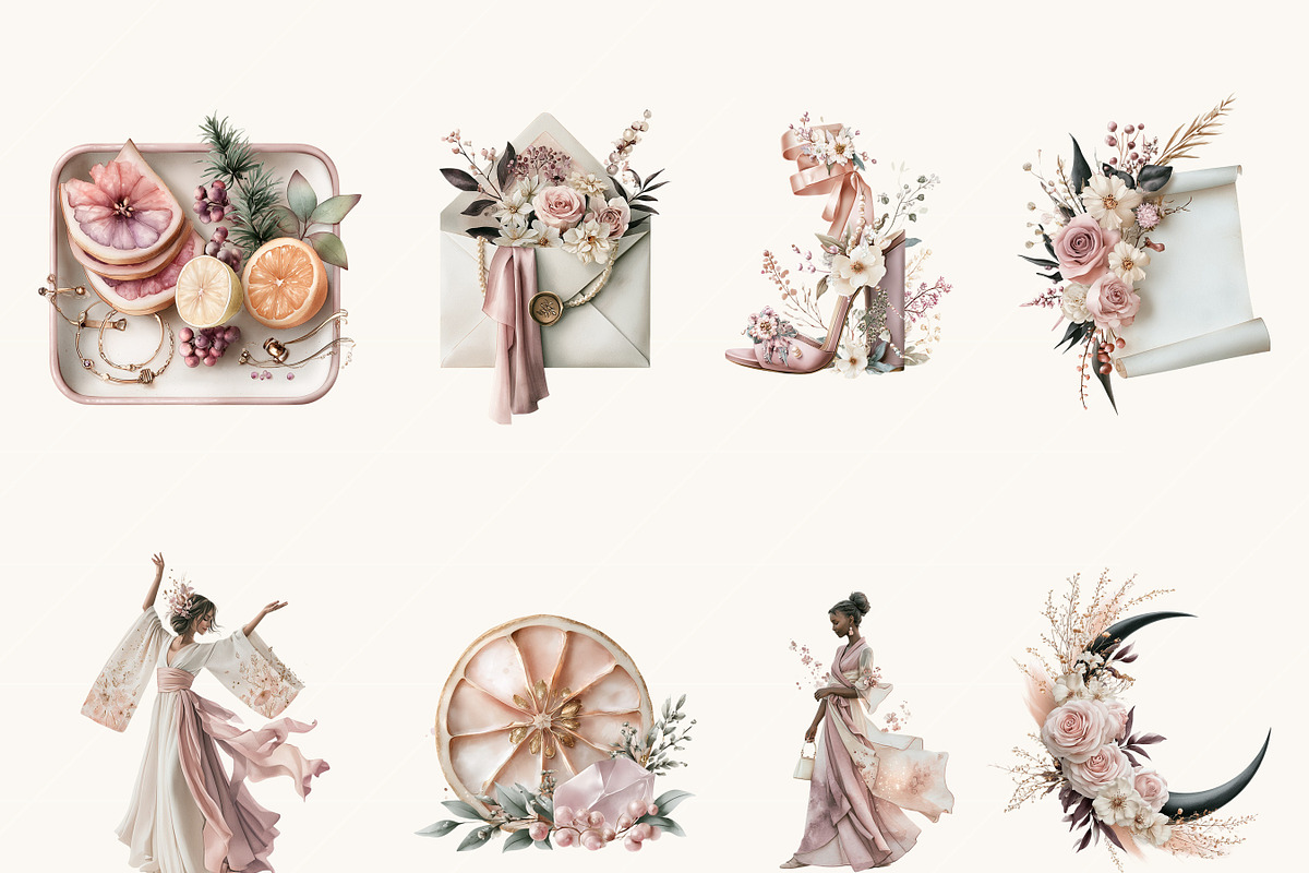 Watercolor Soft Pink Girl Clipart, a Person Illustration by BusyDaydesign (Photo 2 of 9)