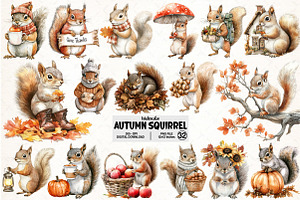 Autumn Squirrel Clipart, an Illustration by Pixels.Craft