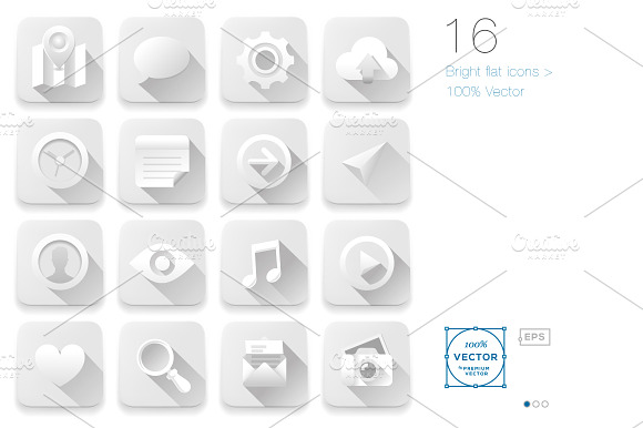 16 White Flat Icons