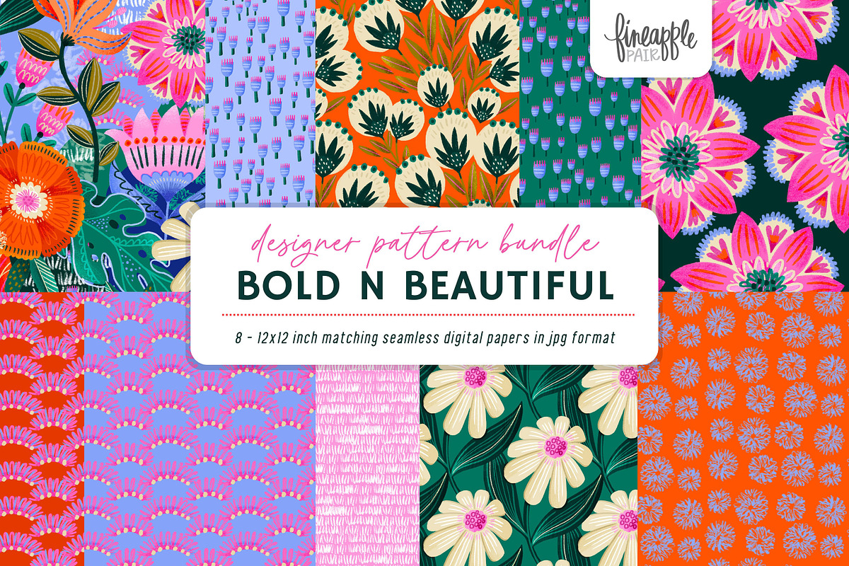 Boho Floral Seamless Patterns, a Pattern Graphic by FINEAPPLE (Photo 1 of 10)