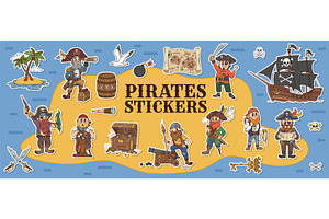 Stickers pack of groovy pirates, a Person Illustration by Buch&Bee