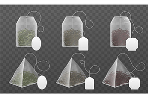 Tea Bags Mockup. Realistic