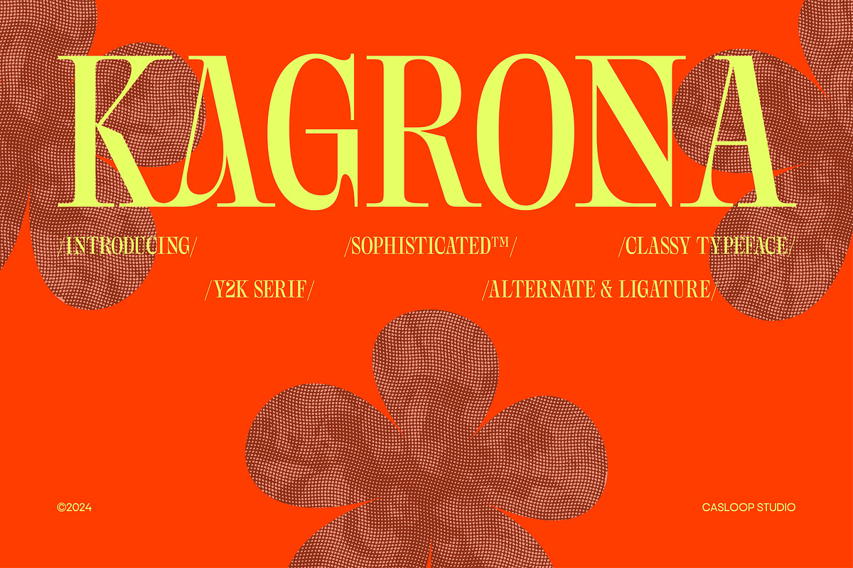 Kagrona - Y2K Experimental Serif, a Serif Font by Casloop Studio (Photo 1 of 9)