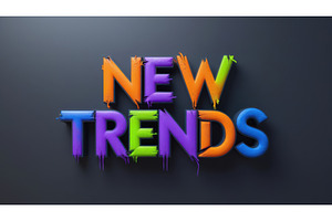 Colorful 3D text NEW TRENDS with, an Illustration by tilialucida