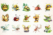 Cute Funny Cartoon Insects Clipart, an Illustration by DreamCafeArt (Thumbnail 2 of 5)