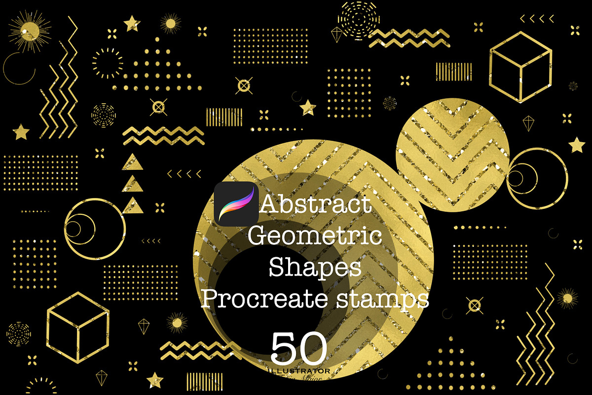 Procreate Abstract Geometric Stamps, a Brush Add-On by MajorArtTm (Photo 1 of 4)