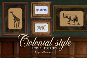 Colonial style Animals posters, an Animal Illustration by Garden in frame