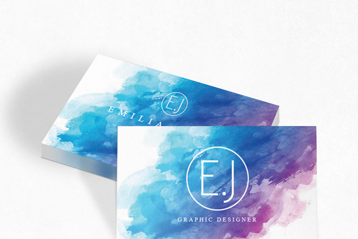 Wattercolor business card template, a Card Template by MH Design Template (Photo 3 of 4)
