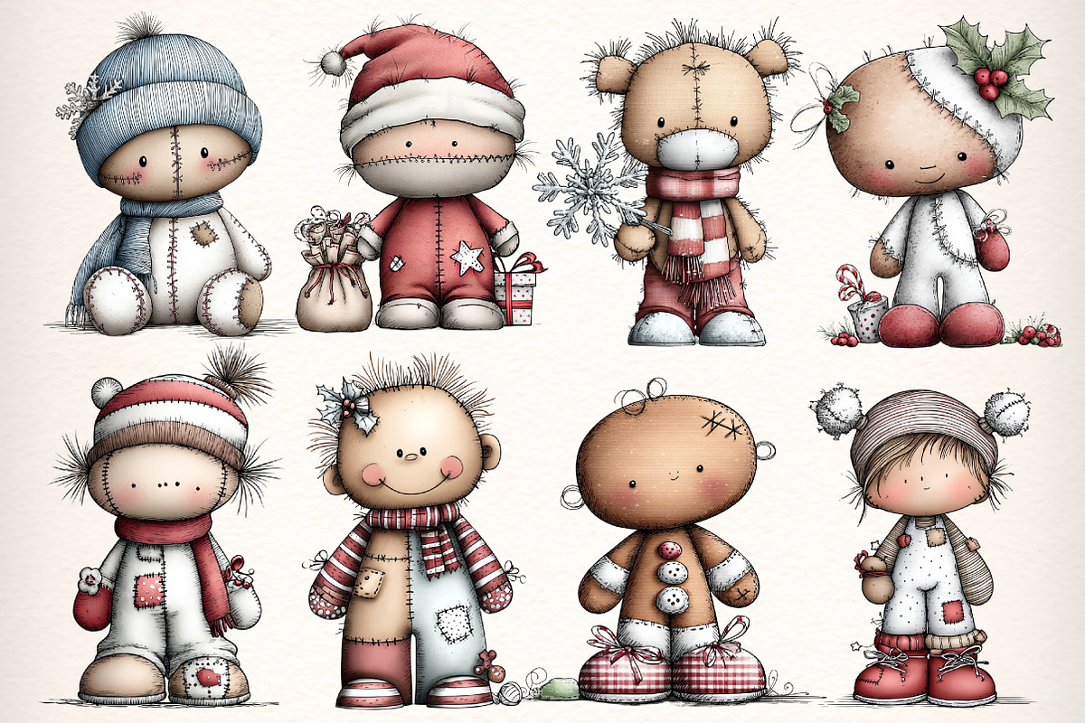 Whimsical Dolls Clipart Bundle, an Illustration by Dream Creation (Photo 2 of 7)