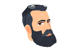 Adult Bearded Man Icon. Colored