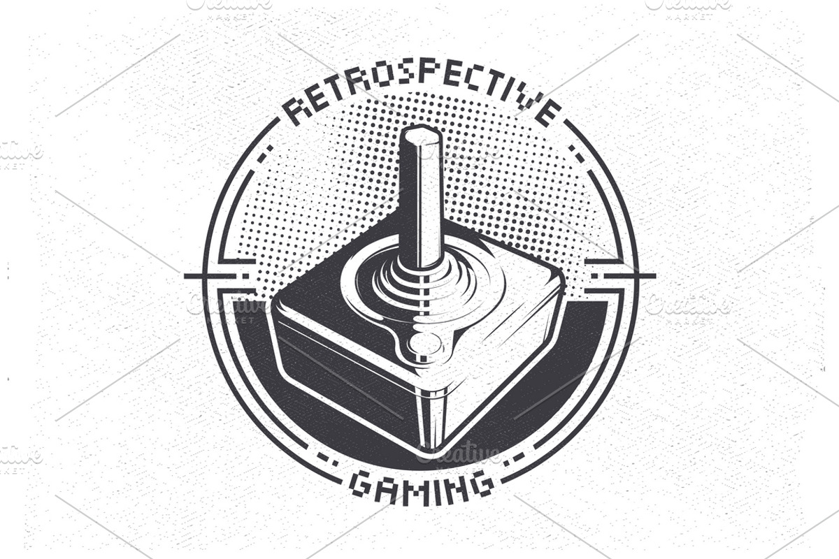 Retro 70's Videogame Joystick Emblem, a Background Graphic by Snitovets (Photo 1 of 2)