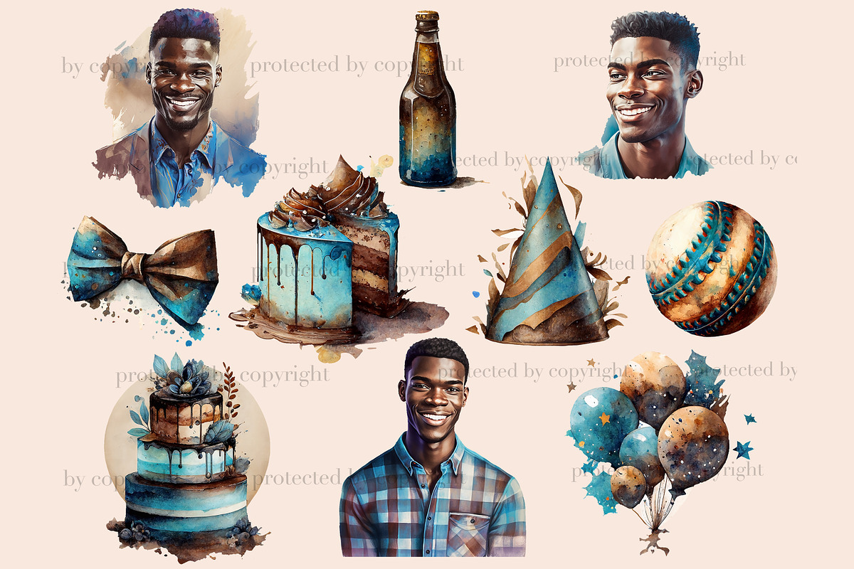 Happy Birthday Clipart, a Person Illustration by GlamArtZhanna (Photo 2 of 5)
