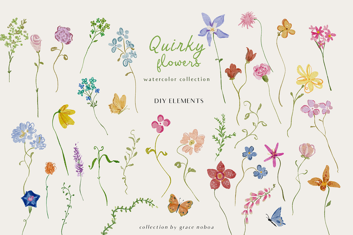Hand-drawn quirky whimsy flowers, a Decorative Illustration by Grace Noboa Illustrations (Photo 8 of 14)