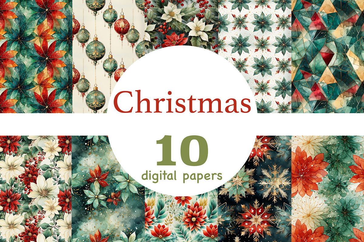Christmas Digital Paper Set, a Pattern Graphic by GlamArtZhanna (Photo 1 of 3)