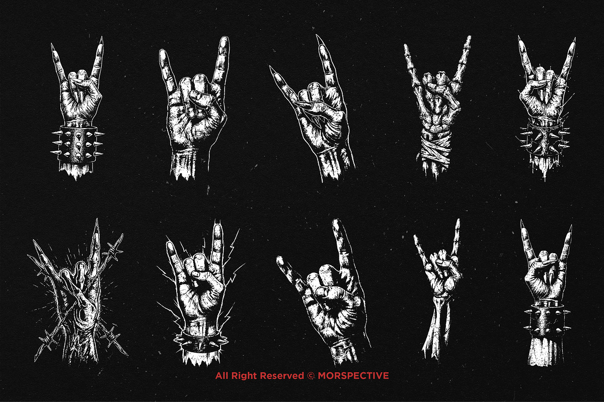 10 Bundle Dark Art Metal Hand Sign, an Illustration by Morspective (Photo 6 of 7)