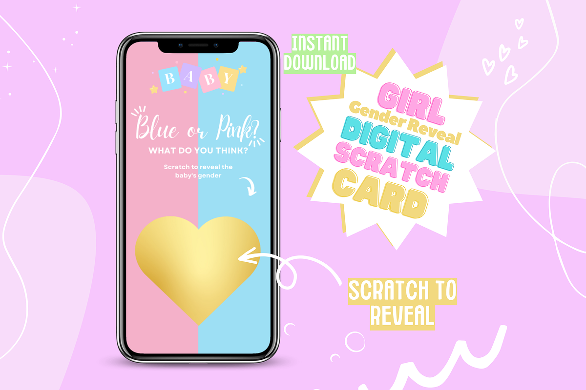 Girl Gender Reveal Scratch Card, a HTML Template by SunshineStudioBoutique (Photo 1 of 8)