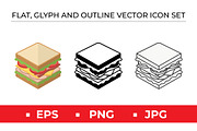 Sandwich Icon Set - 3 Styles, an Outline Icon by Artonix (Thumbnail 1 of 2)
