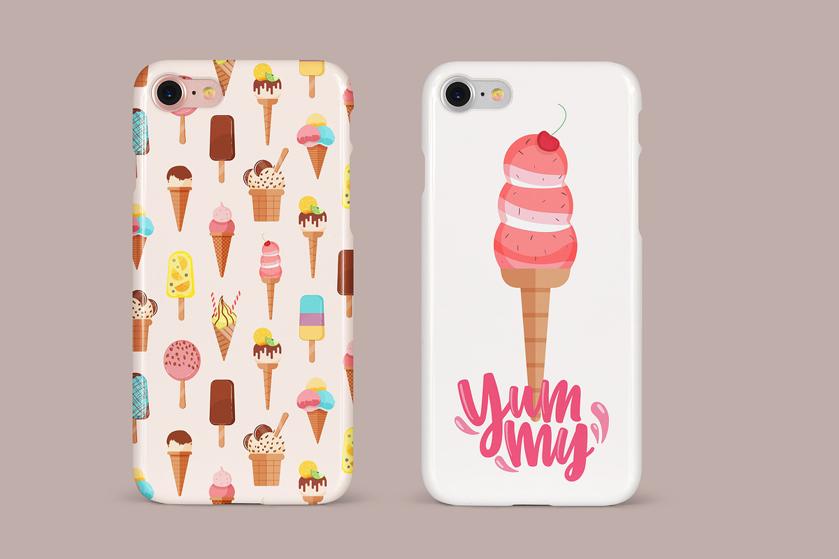 Ice cream set + seamless pattern, a Food Illustration by Good Studio (Photo 4 of 7)