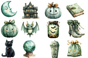 Sage Green Halloween Clipart, an Illustration by Designworld (Thumbnail 3 of 5)