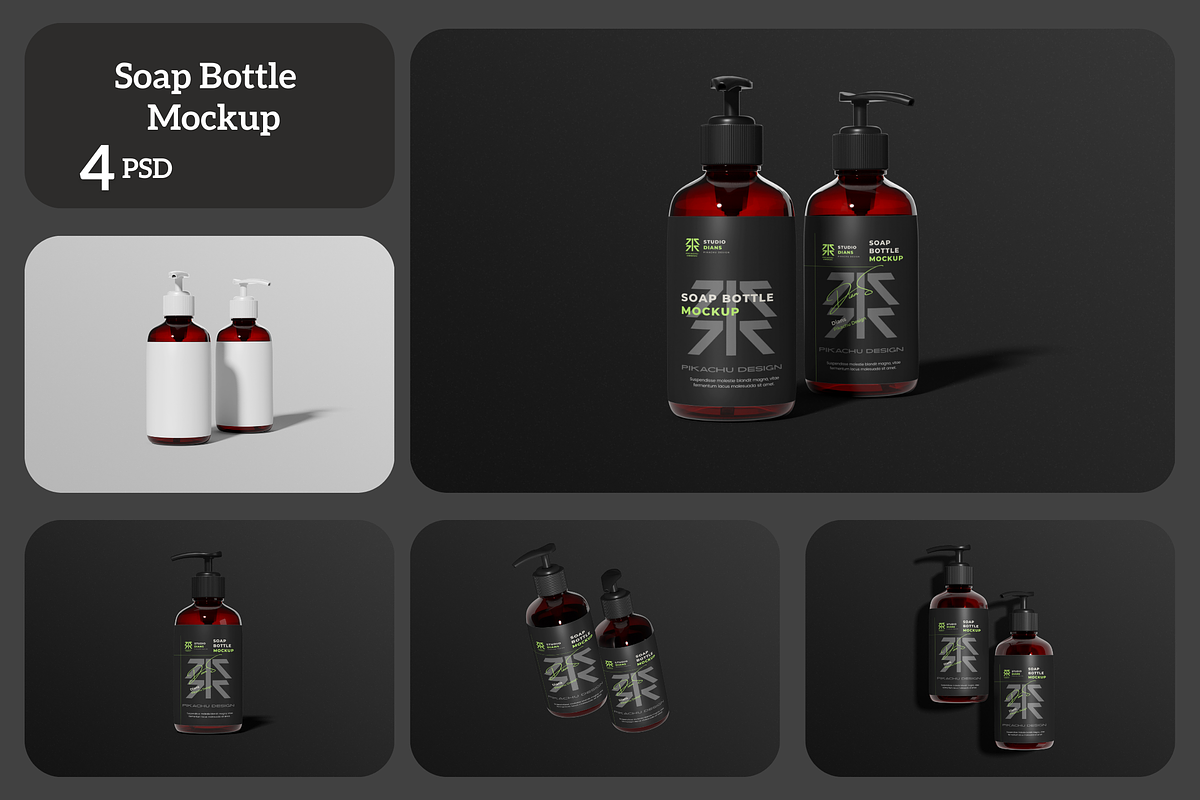 Soap Bottle Mockup, a Cups & Container Mockup by Pikachudesign (Photo 1 of 5)