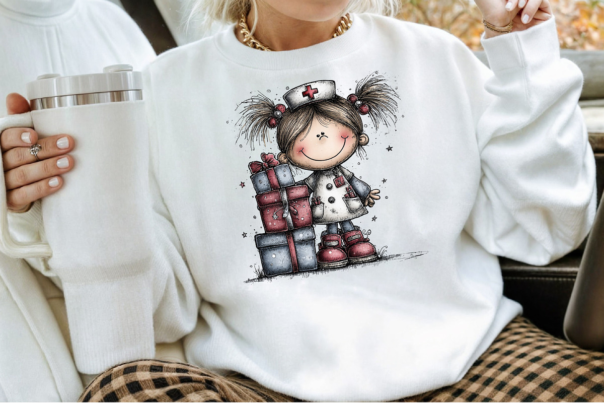 Christmas Nurse Girl Clipart, an Illustration by Sublimation Artist (Photo 4 of 6)