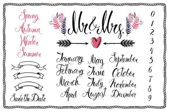 Calligraphic design elements, Mr & M preview 4