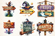 1Halloween Wooden Sings Clipart, an Illustration by DreamCafeArt (Thumbnail 4 of 5)