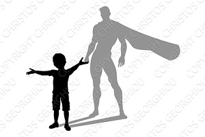 Superhero Child Kid With Super Hero, an Illustration by Christos Georghiou