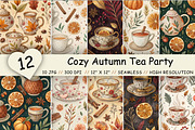 Cozy Autumn Tea Party Digital Paper, a Pattern Graphic by FloridPrintables (Thumbnail 1 of 9)