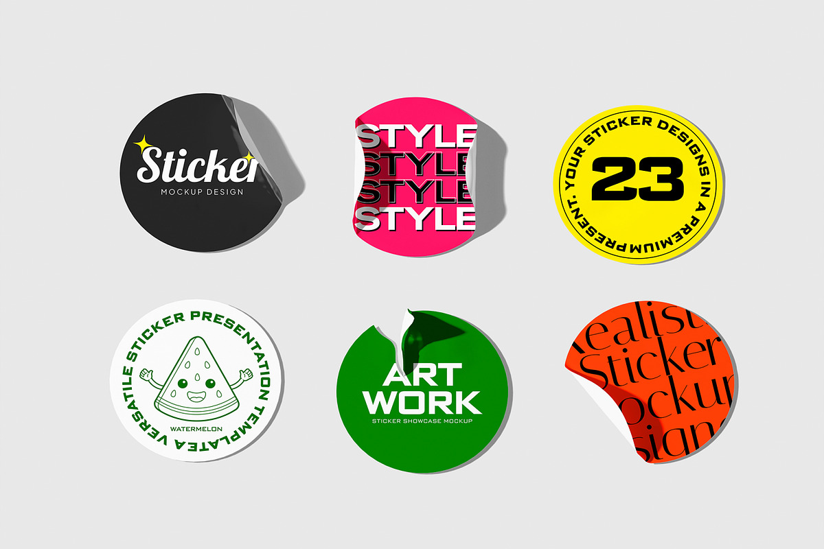 Sticker Mockup, an Advertising Mockup by Unerispace (Photo 2 of 5)