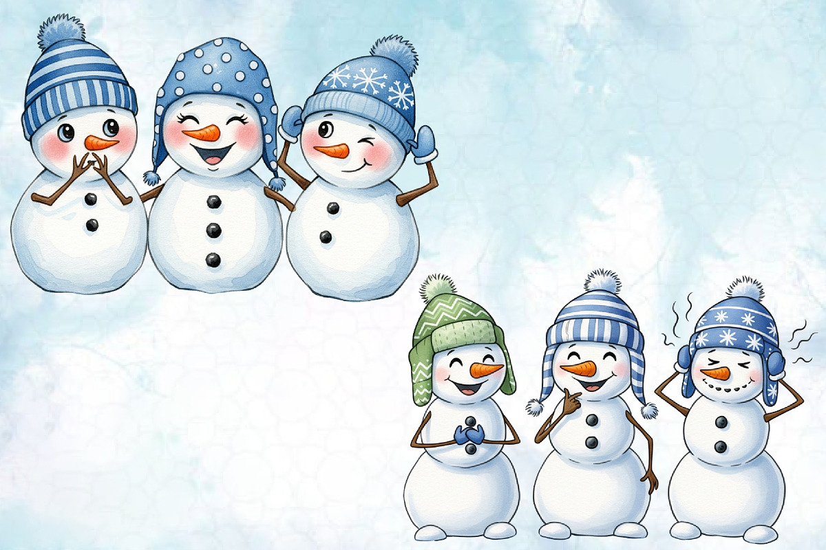 Christmas Snowman PNG Bundle, an Illustration by Designworld (Photo 10 of 10)