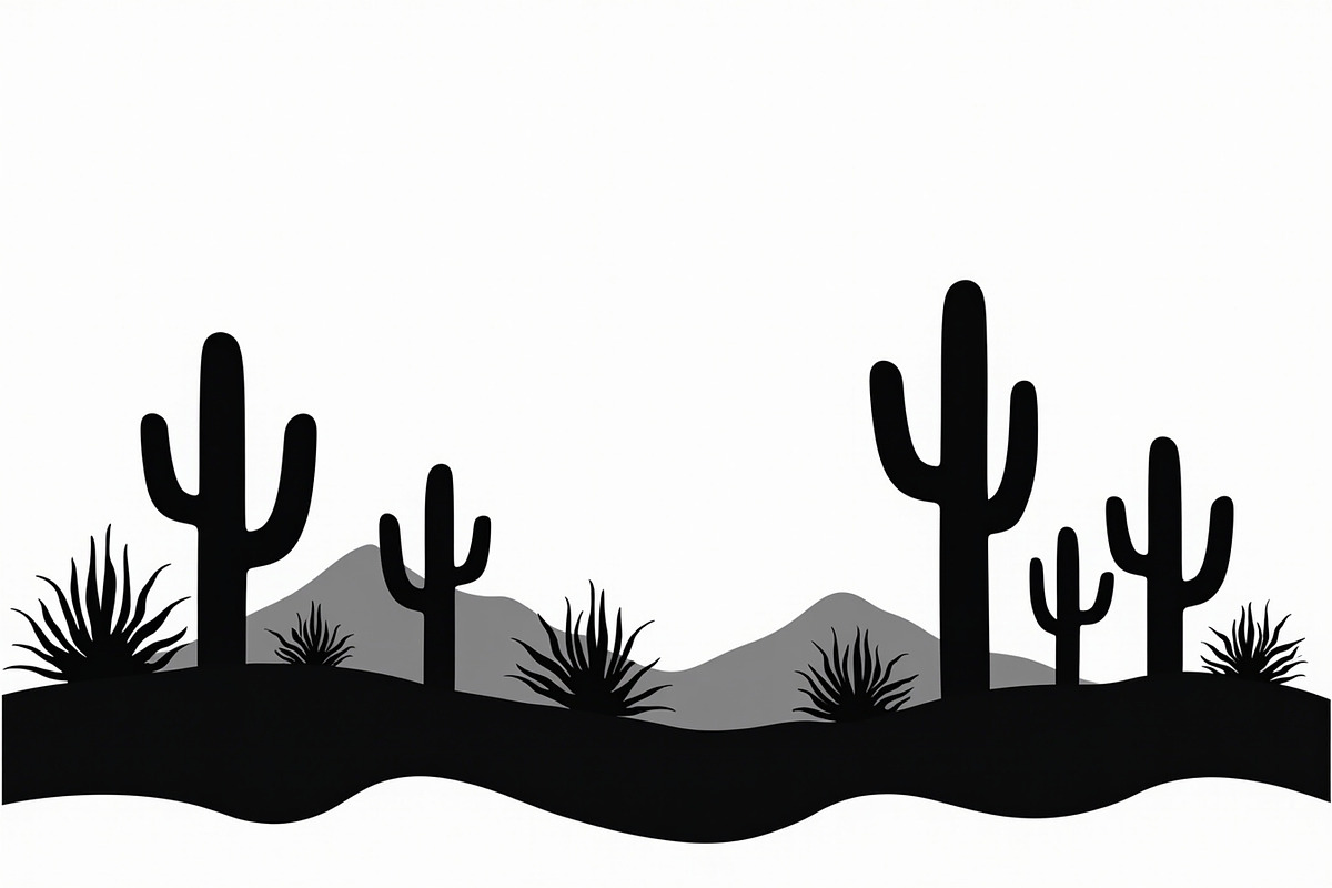 Wild Desert Cactus Scene Set, an Illustration by hafijul (Photo 2 of 15)