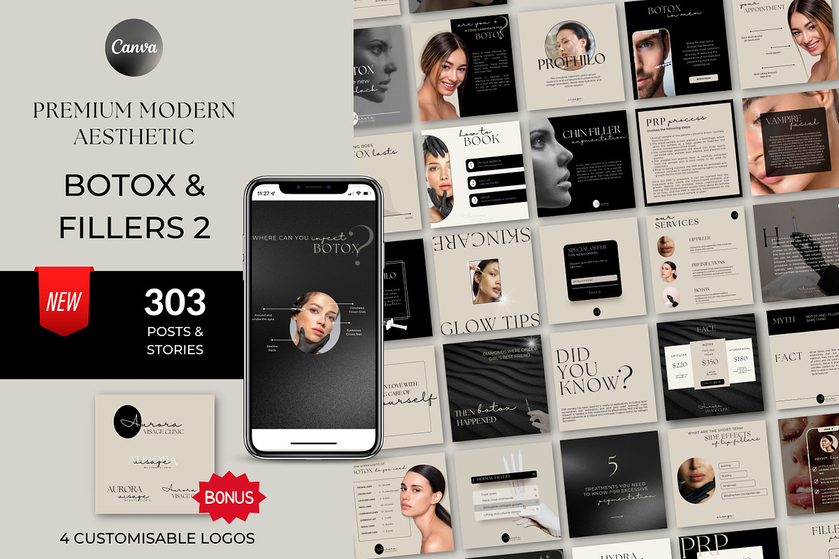 PREMIUM Botox & Fillers 2 Canva, a Social Media Template by Studio Suvelle (Photo 1 of 10)