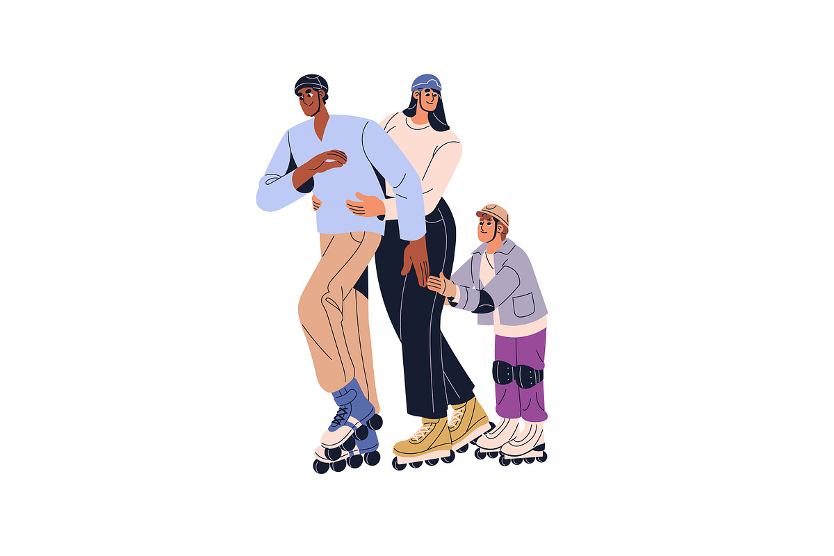 Happy people on roller skates set, a Person Illustration by PaperTrident (Photo 12 of 15)