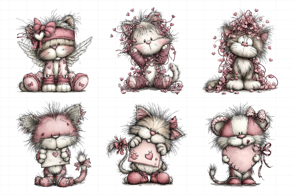 Quirky Valentines Cats Clipart, an Illustration by Daily.Designs (Photo 5 of 8)