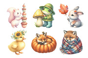 Autumn Clipart, Cute Animals, an Illustration by Daily.Designs (Thumbnail 4 of 5)