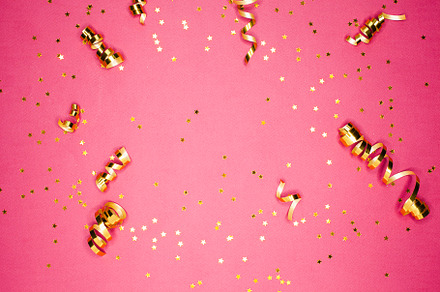 Golden decorations and sparkles on p featuring above, background, and birthday