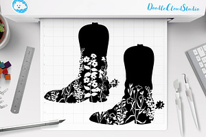 Cowboy Floral Boot SVG, Cowgirl SVG.