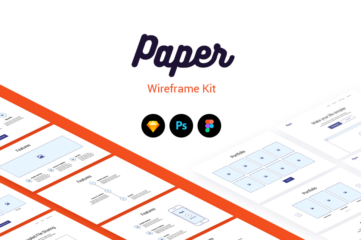 Paper Wireframe Kit, a Wireframe Template by uispot (Photo 1 of 4)