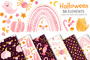 Pink Halloween Clipart & Patterns, a Decorative Illustration by Valin Malin (Thumbnail 1 of 14)