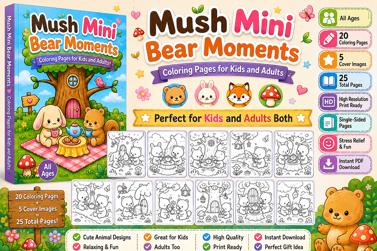 Mush Mini Bear Moments Coloring Book, an Education Illustration by Design Zone (Photo 4 of 5)