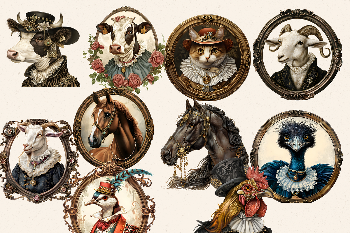 ANIMAL FARM PORTRAITS CLIPART PACK, an Animal Illustration by Daring Digies (Photo 7 of 10)