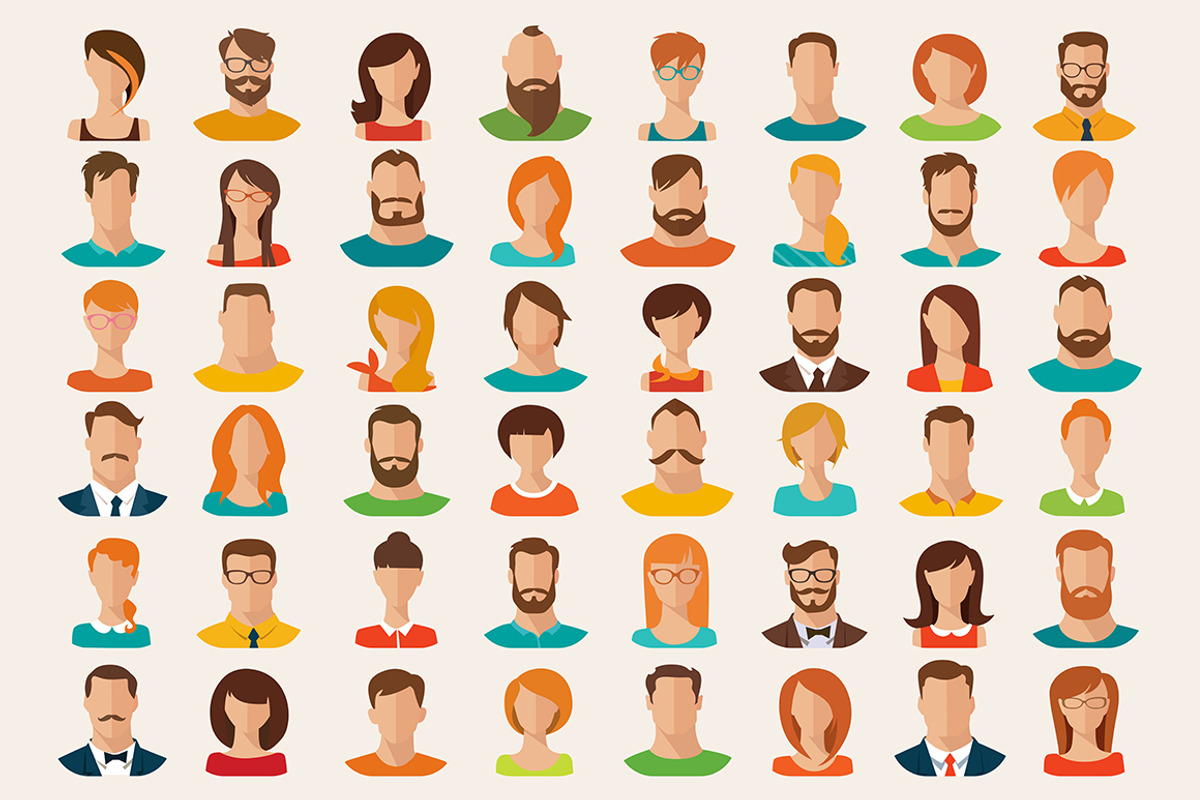 48 flat style male&female avatars, an Icon by Giraffarte (Photo 2 of 2)