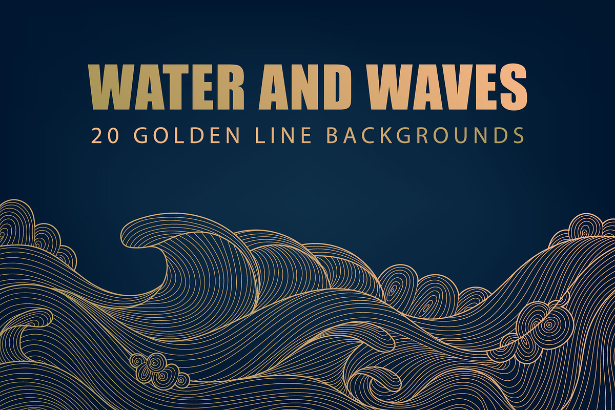 Water And Waves Golden Backgrounds, a Background Graphic by Marylia (Photo 1 of 22)
