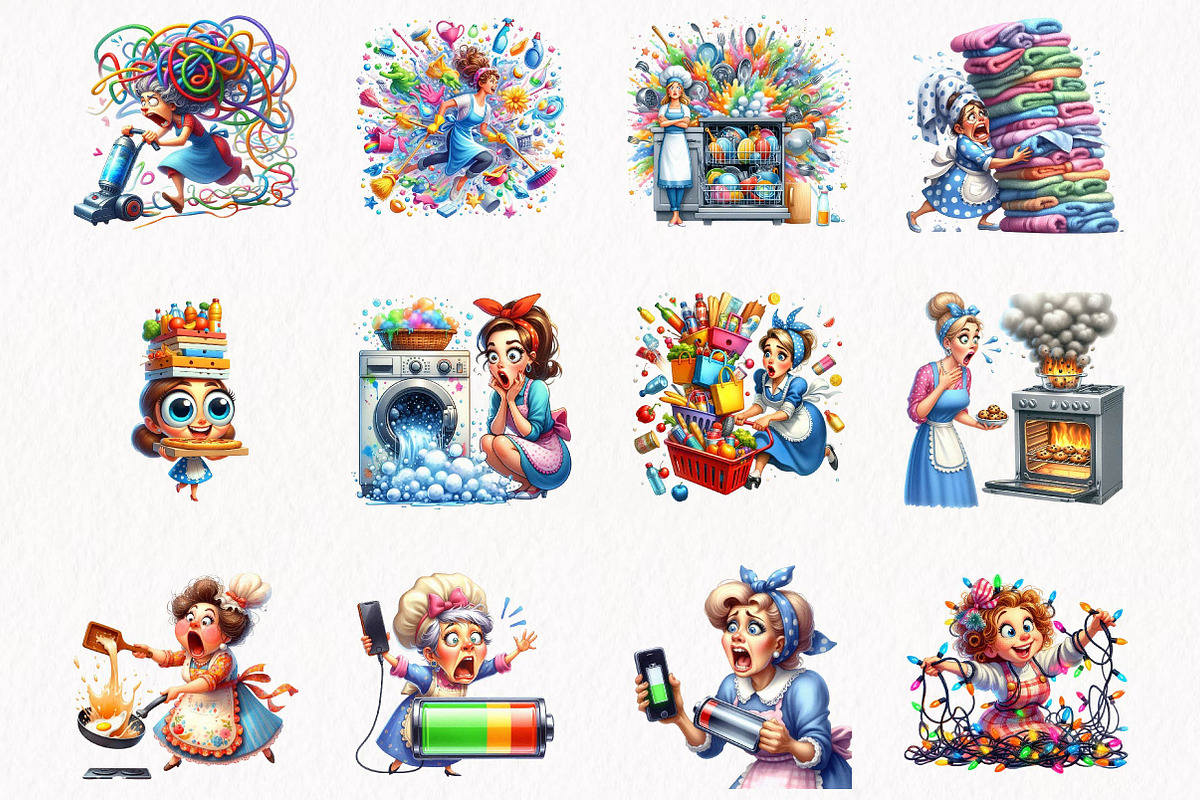 Quirky Chaotic Housewife Clipart, a Person Illustration by fashionaddict (Photo 4 of 7)