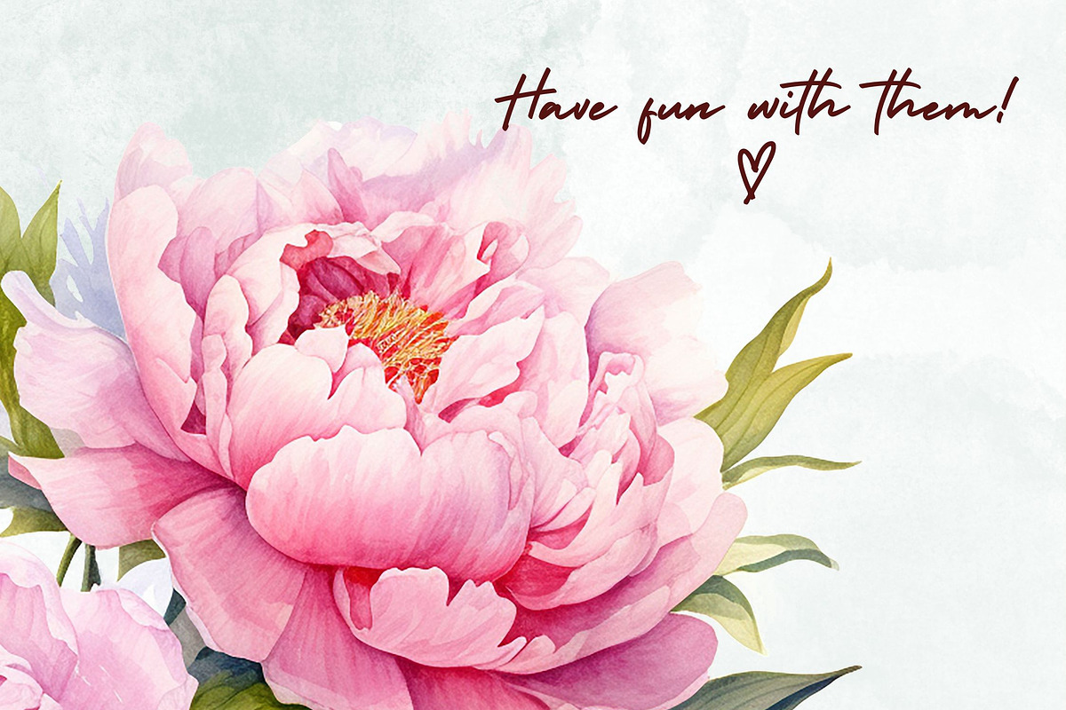 Peony Watercolor Clipart Set, a Decorative Illustration by Loony Dream Designs (Photo 4 of 4)