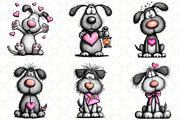 Whimsical Valentine Dog Clipart PNG, an Illustration by Black Bird Studio (Thumbnail 4 of 6)