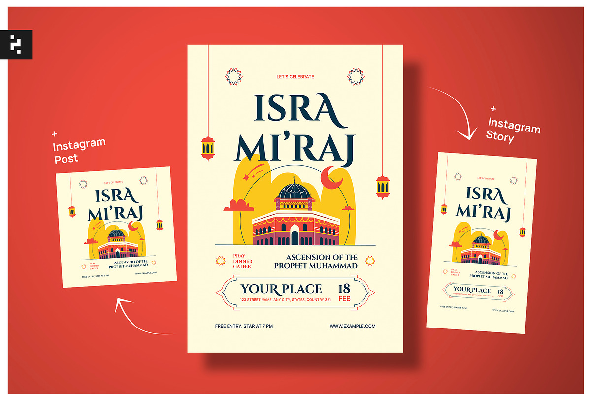 Isra Miraj Flyer Creative Clean, a Flyer Template by Neermana (Photo 1 of 4)
