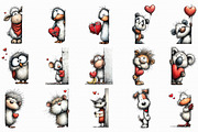 Valentines Peeking Animal Clipart, an Illustration by Libby Wishes (Thumbnail 6 of 6)